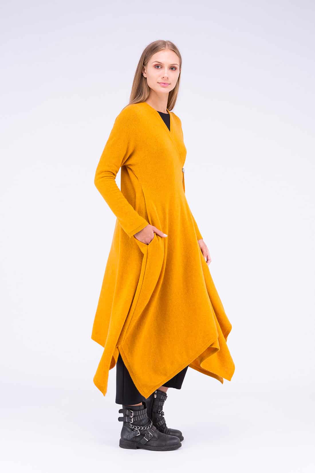 Robe manteau jaune en laine ILULISSAT – Image 4