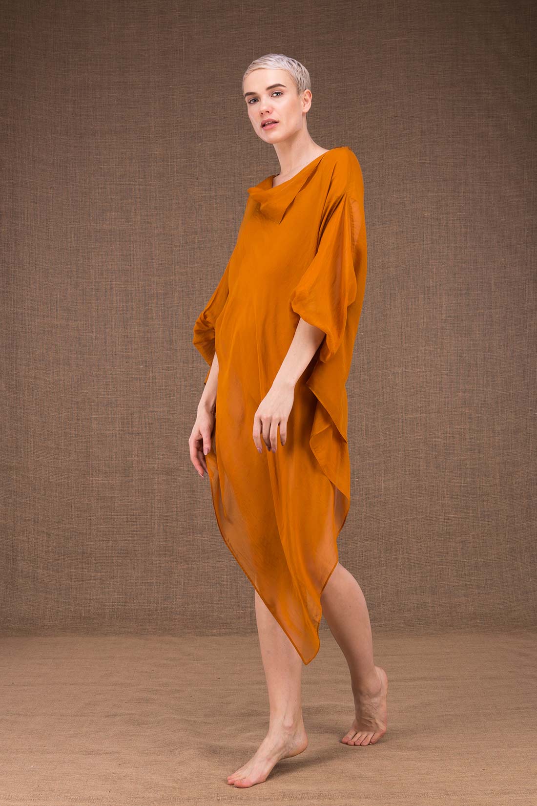 Tunique jaune en mousseline de soie pour femme AMMO – Image 3