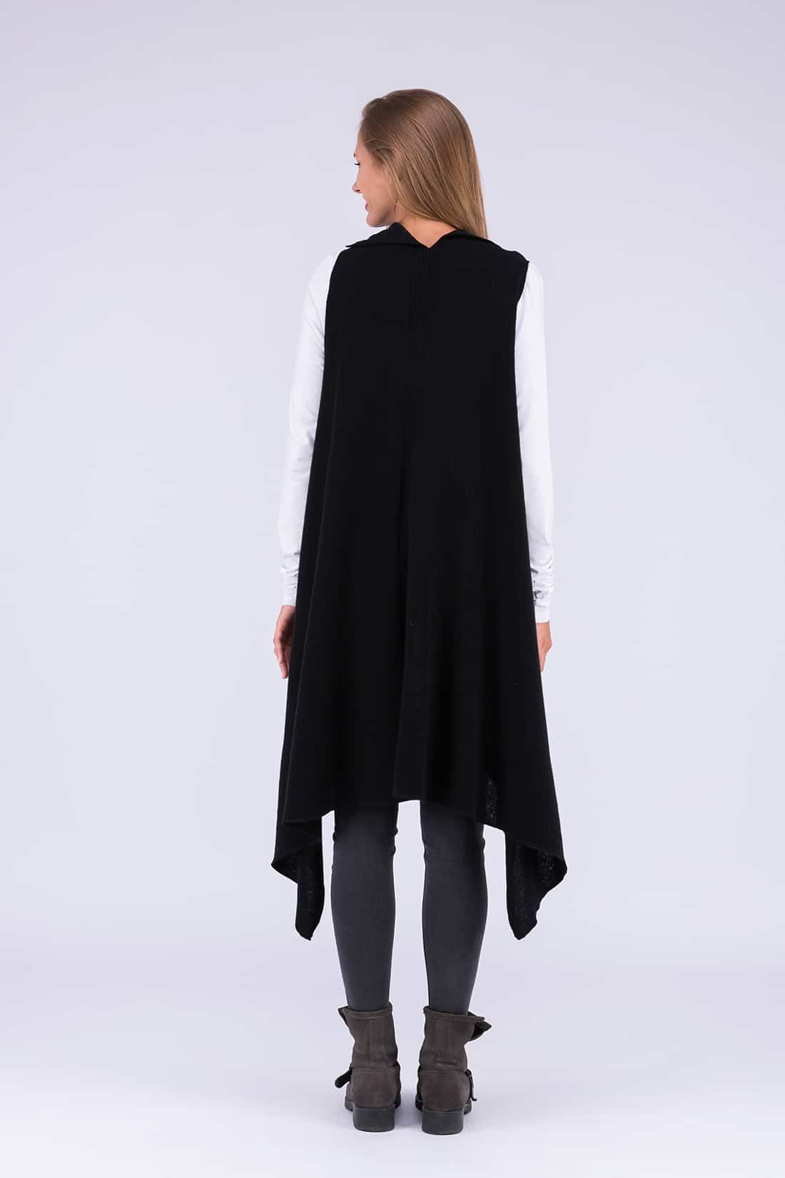 Black long wool cardigan for women NUUK – Image 5