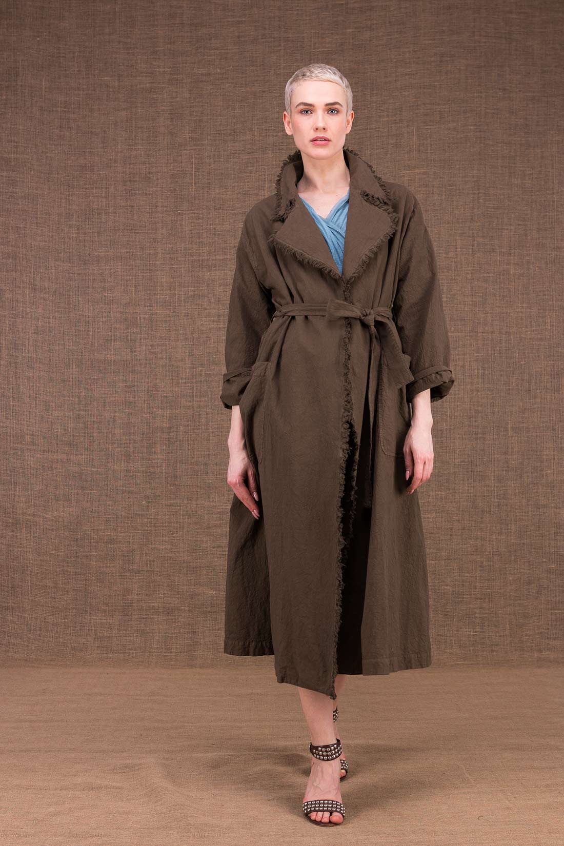 Brown organic cotton trench coat for women BOGART – Image 4