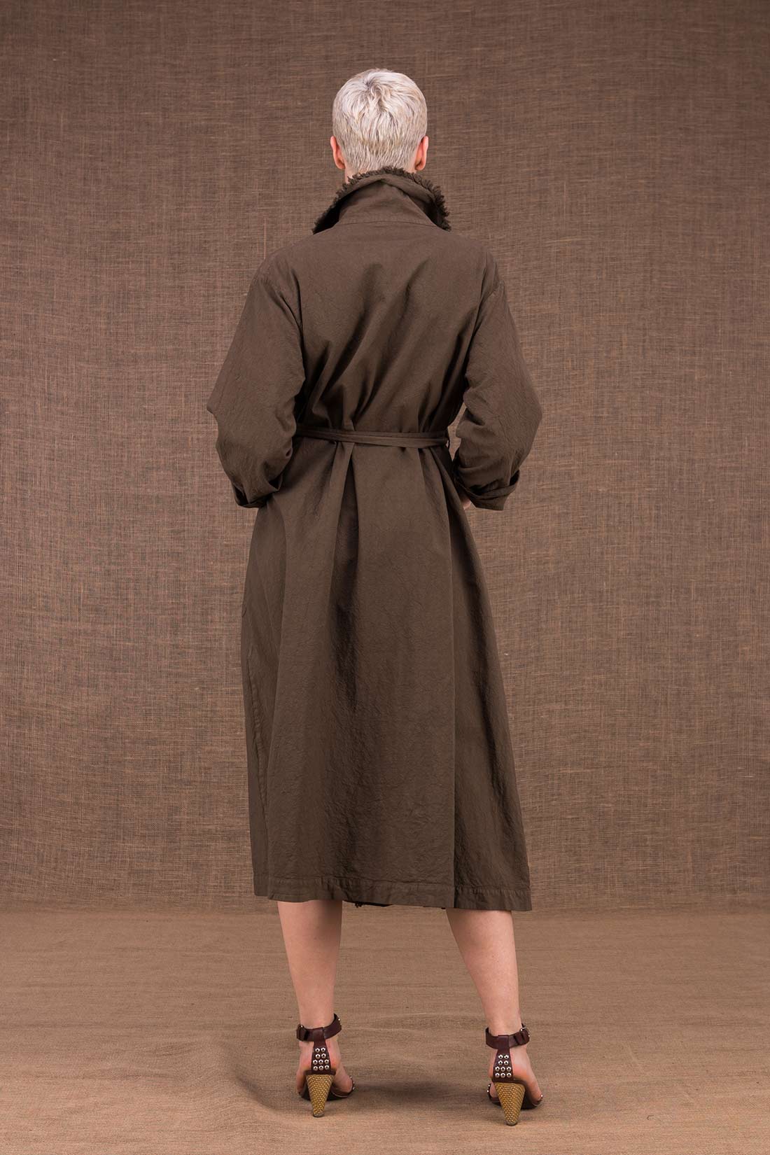 Brown organic cotton trench coat for women BOGART – Image 3