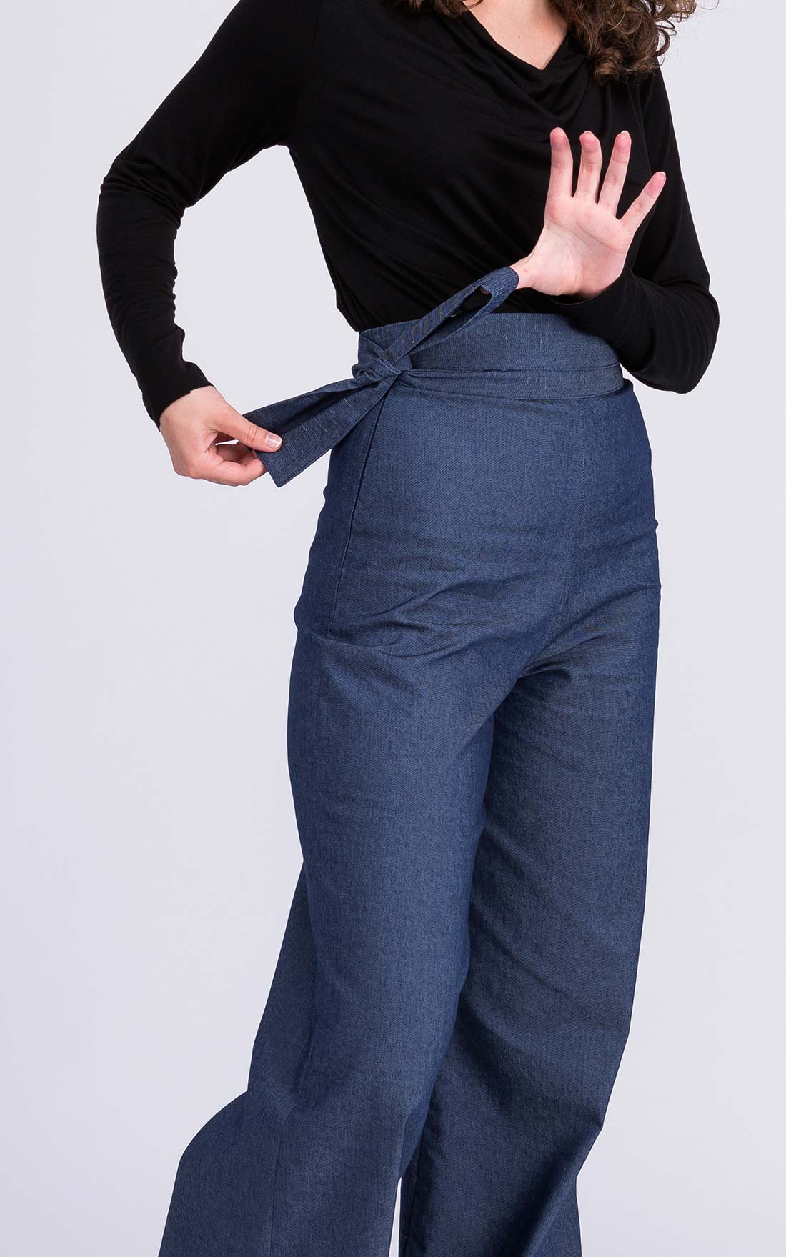Pantalon bleu large en jean pour femme HYPENA – Image 4