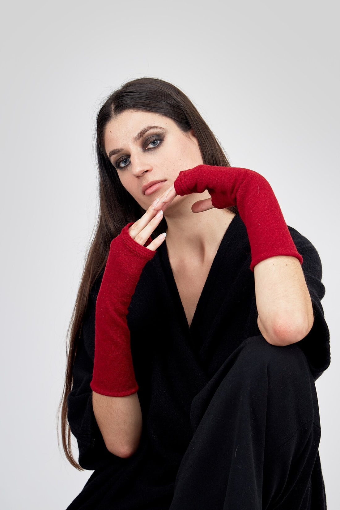 Mitaines rouge en laine pour femme LYNX – Image 4
