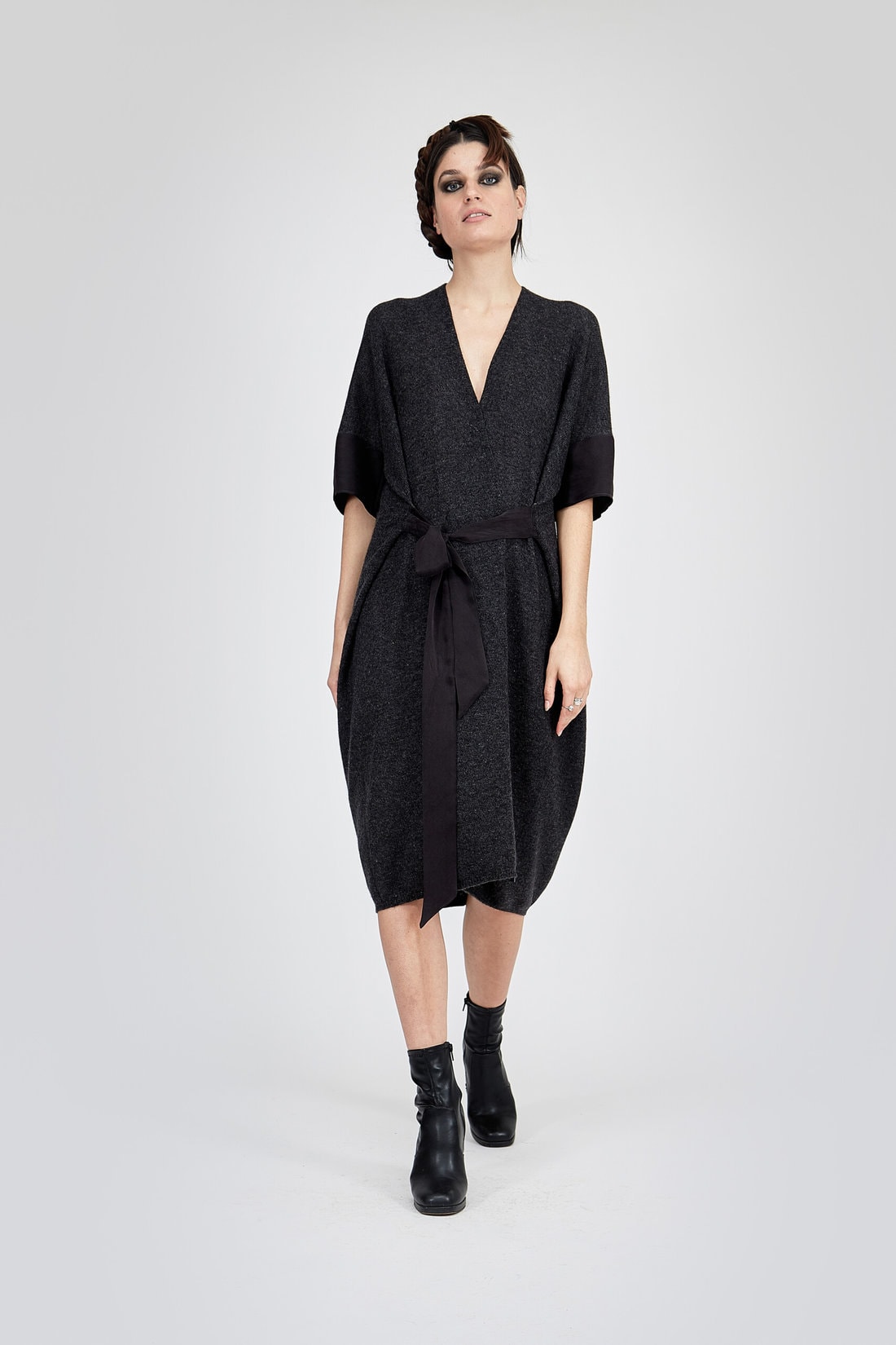 Charcoal grey cashmere wrap dress DEBORAH – Image 6