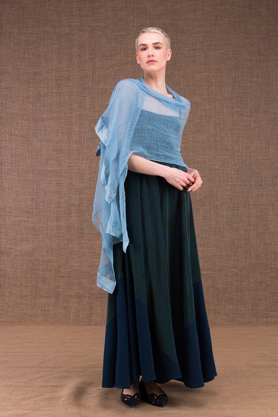 Blue organic cotton gauze shawl SIRRO