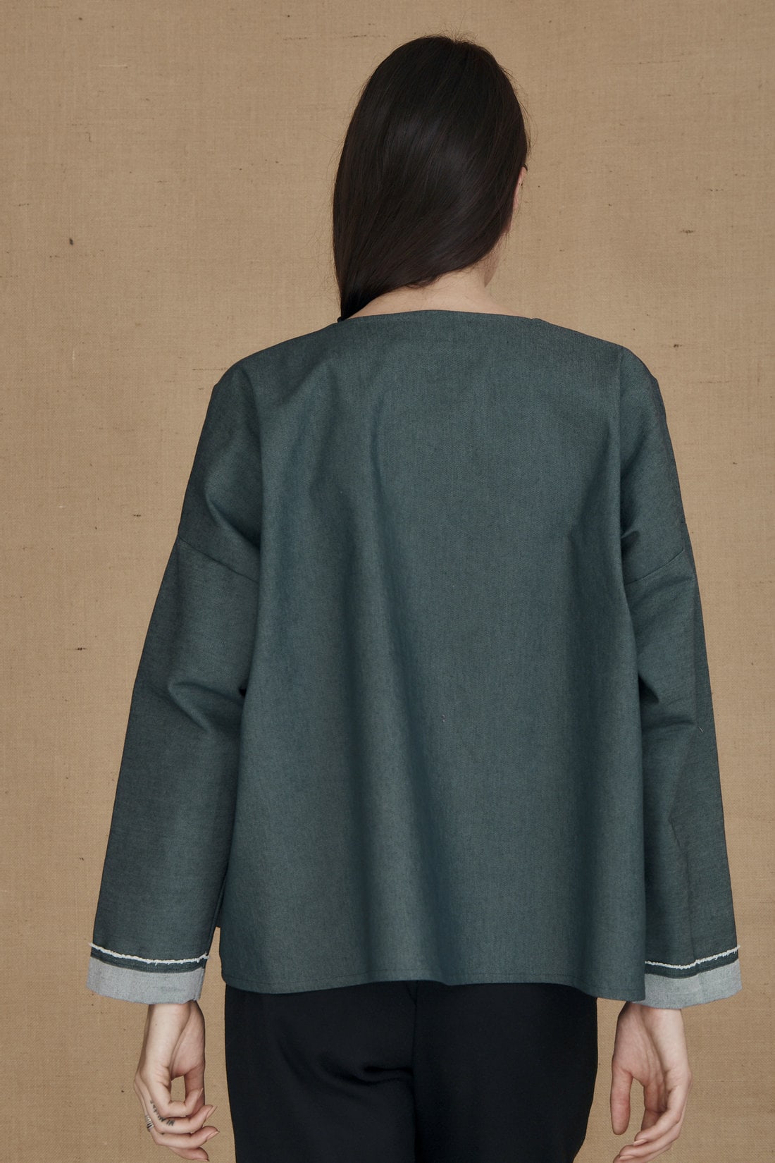 Green short denim jacket for women JAMES – Image 3