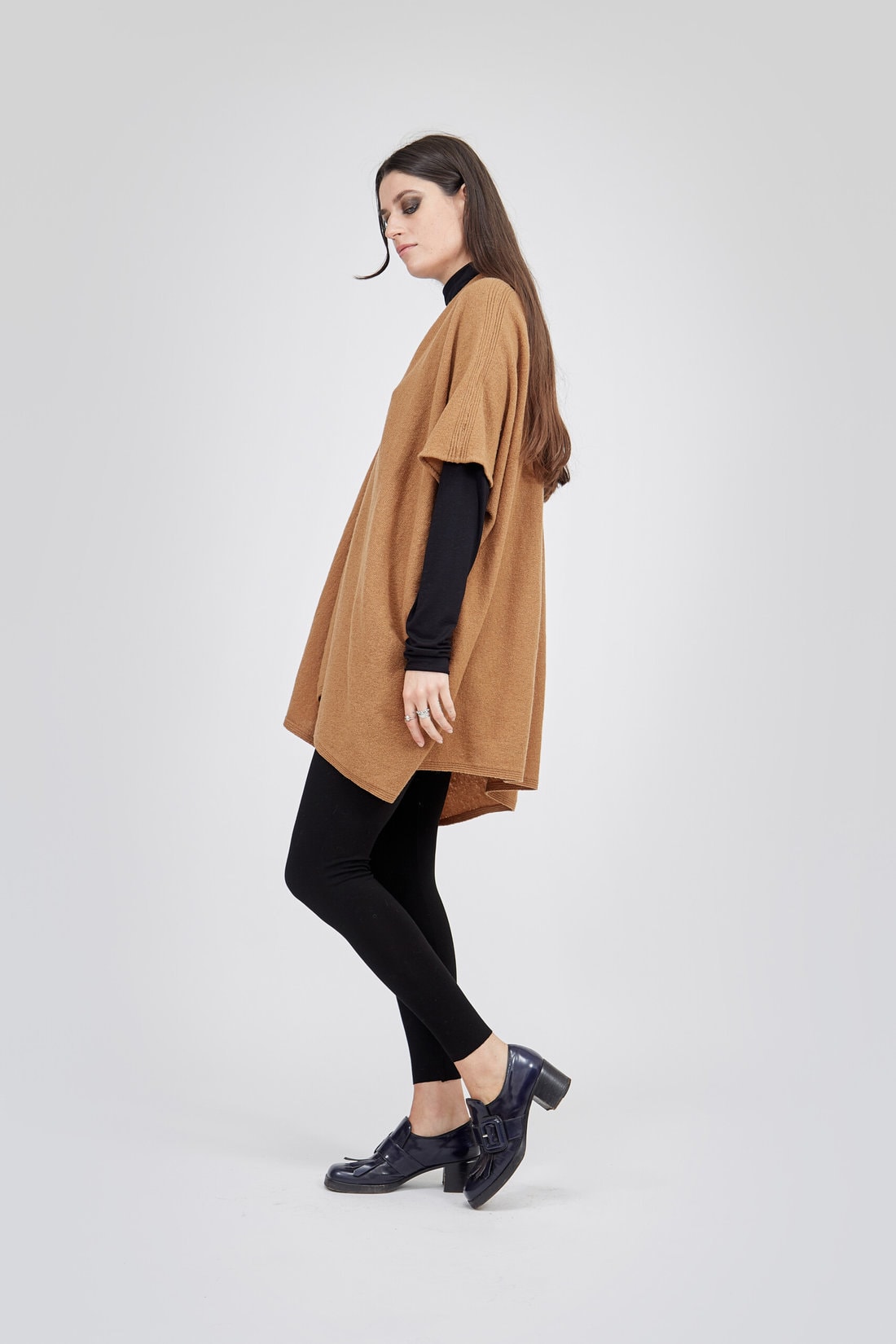 Veste marron large pour femme en laine LADY – Image 3
