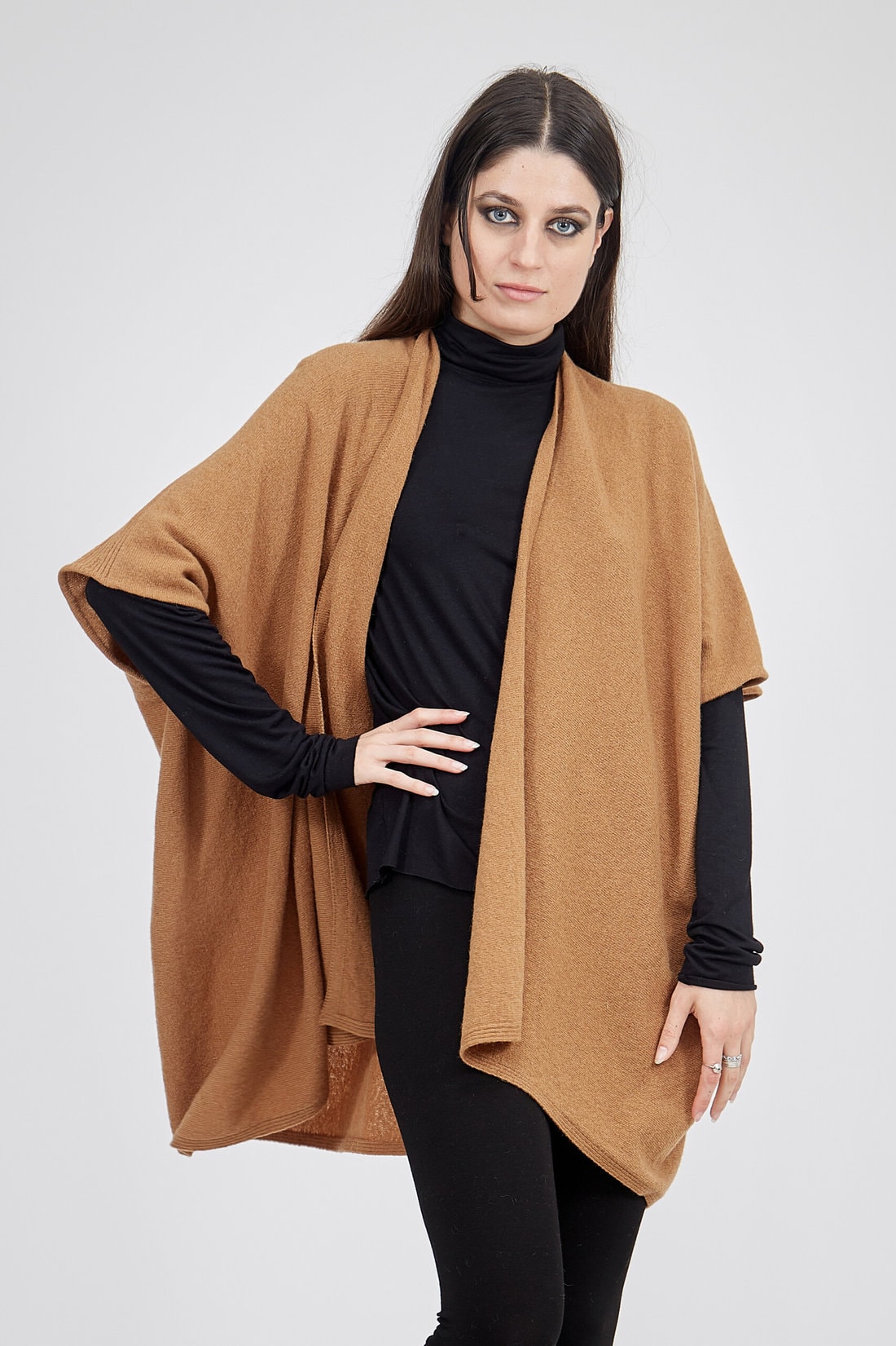 Veste marron large pour femme en laine LADY