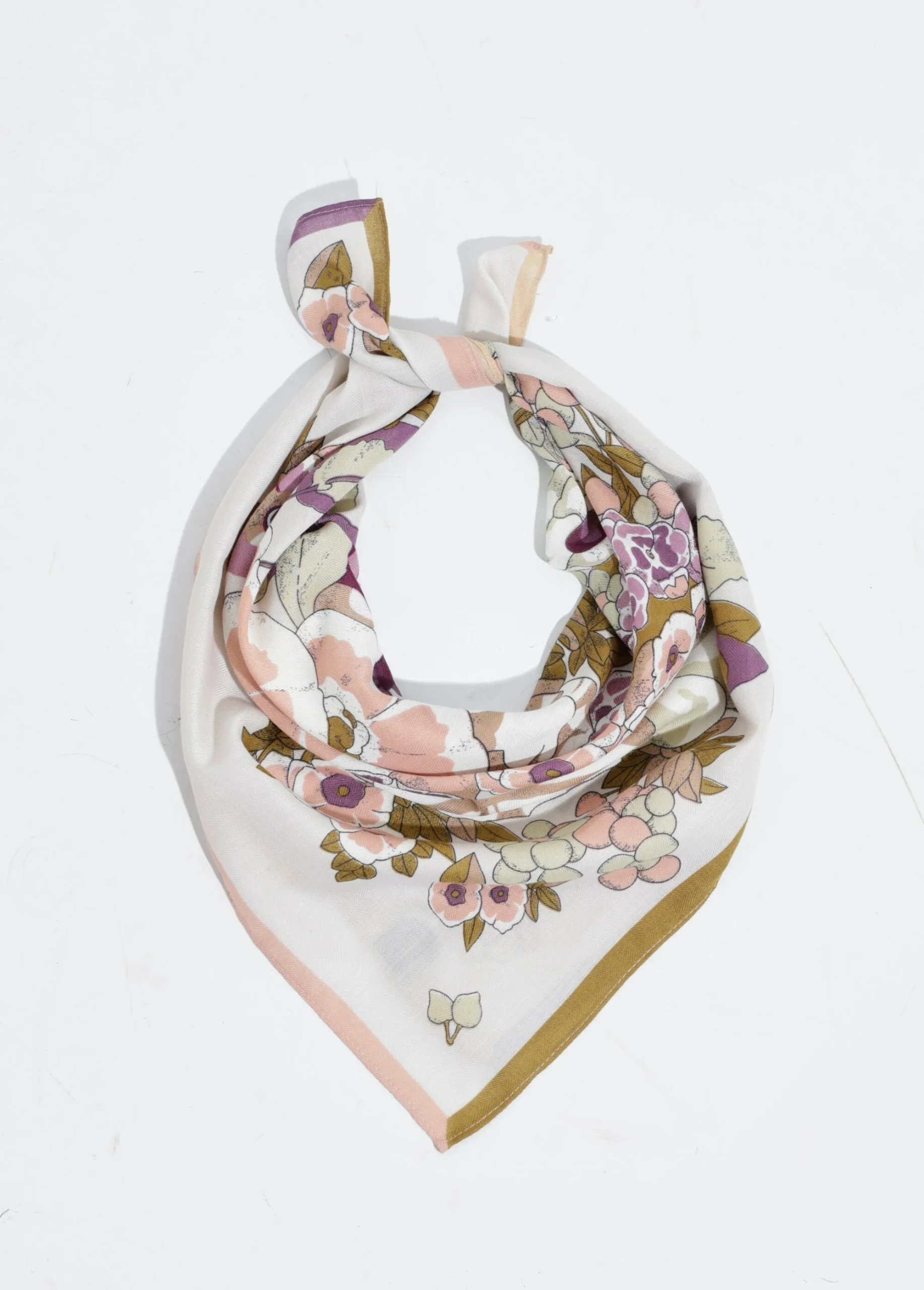 Foulard carré, imprimé fleuri hortensias