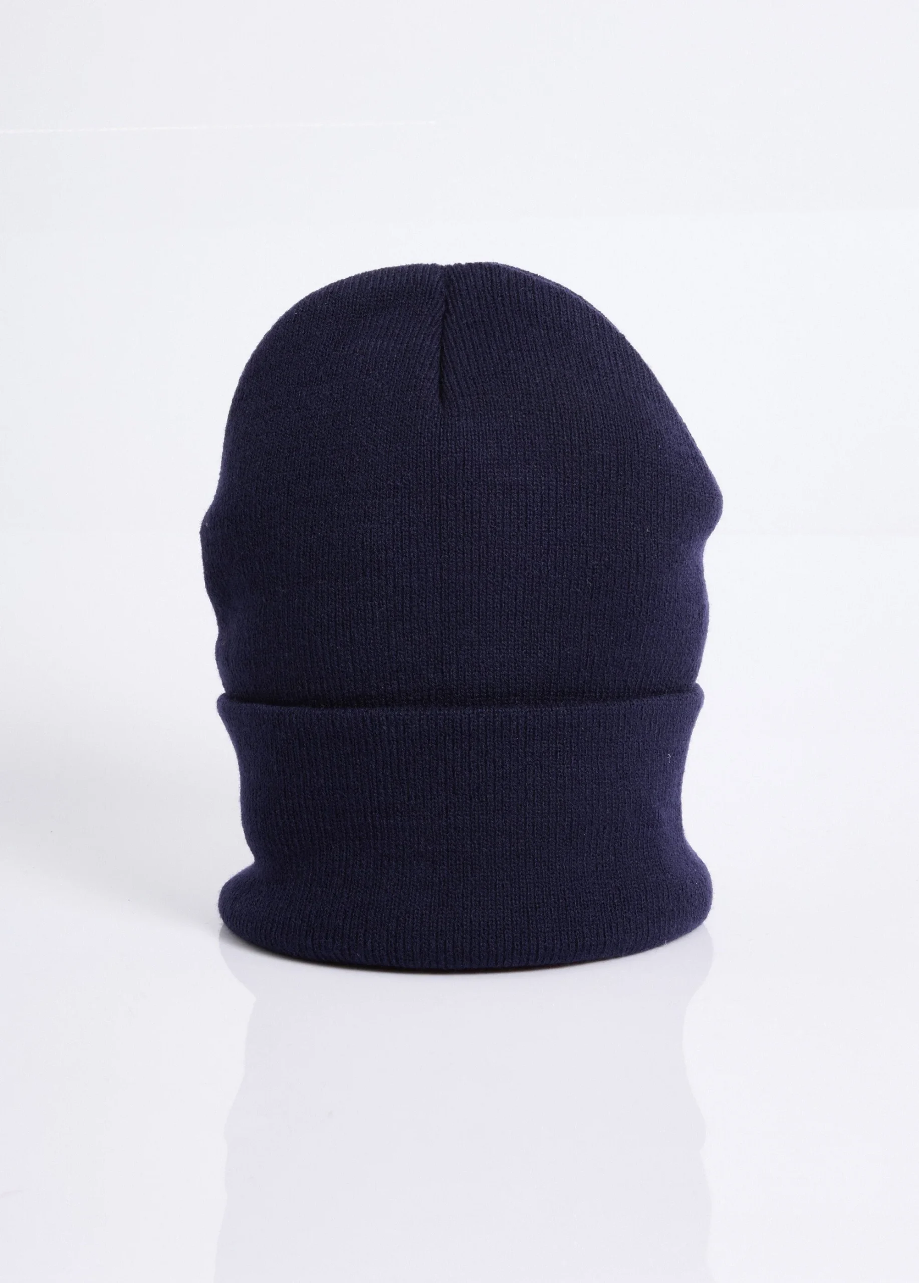 Bonnet en maille fines cotes à revers