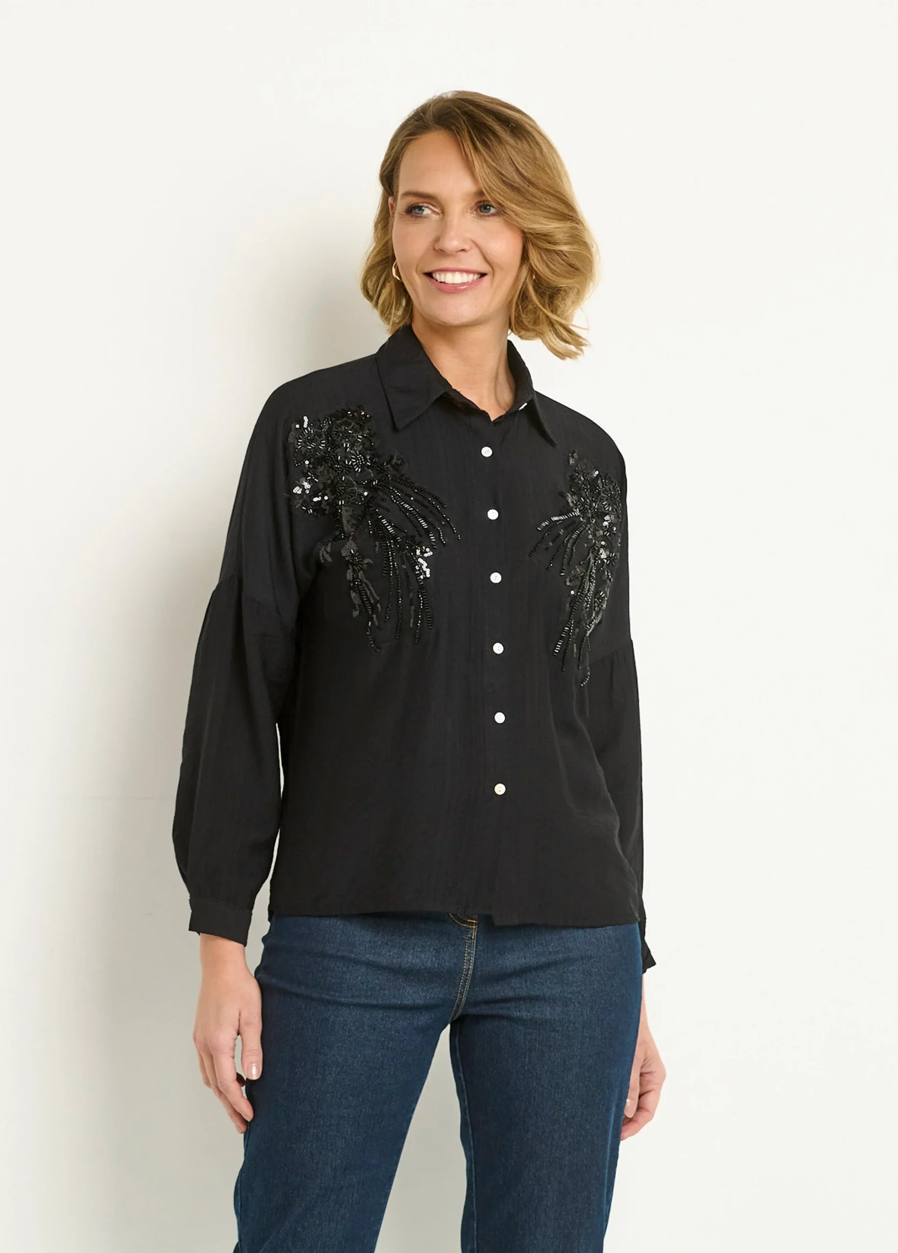 Chemisier broderies perles et sequins
