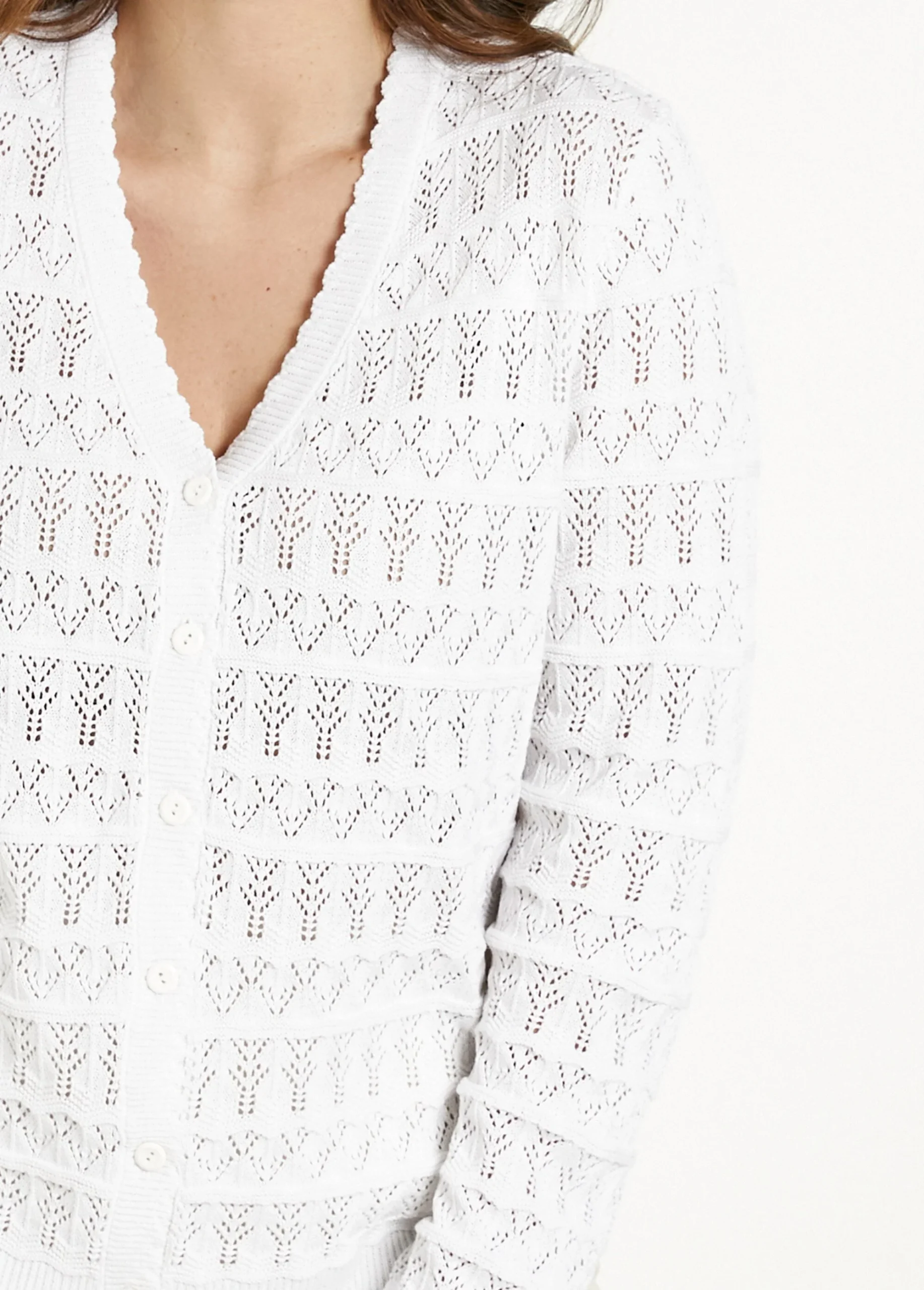 Gilet ajouré col V boutonné coton mélangé – Image 8