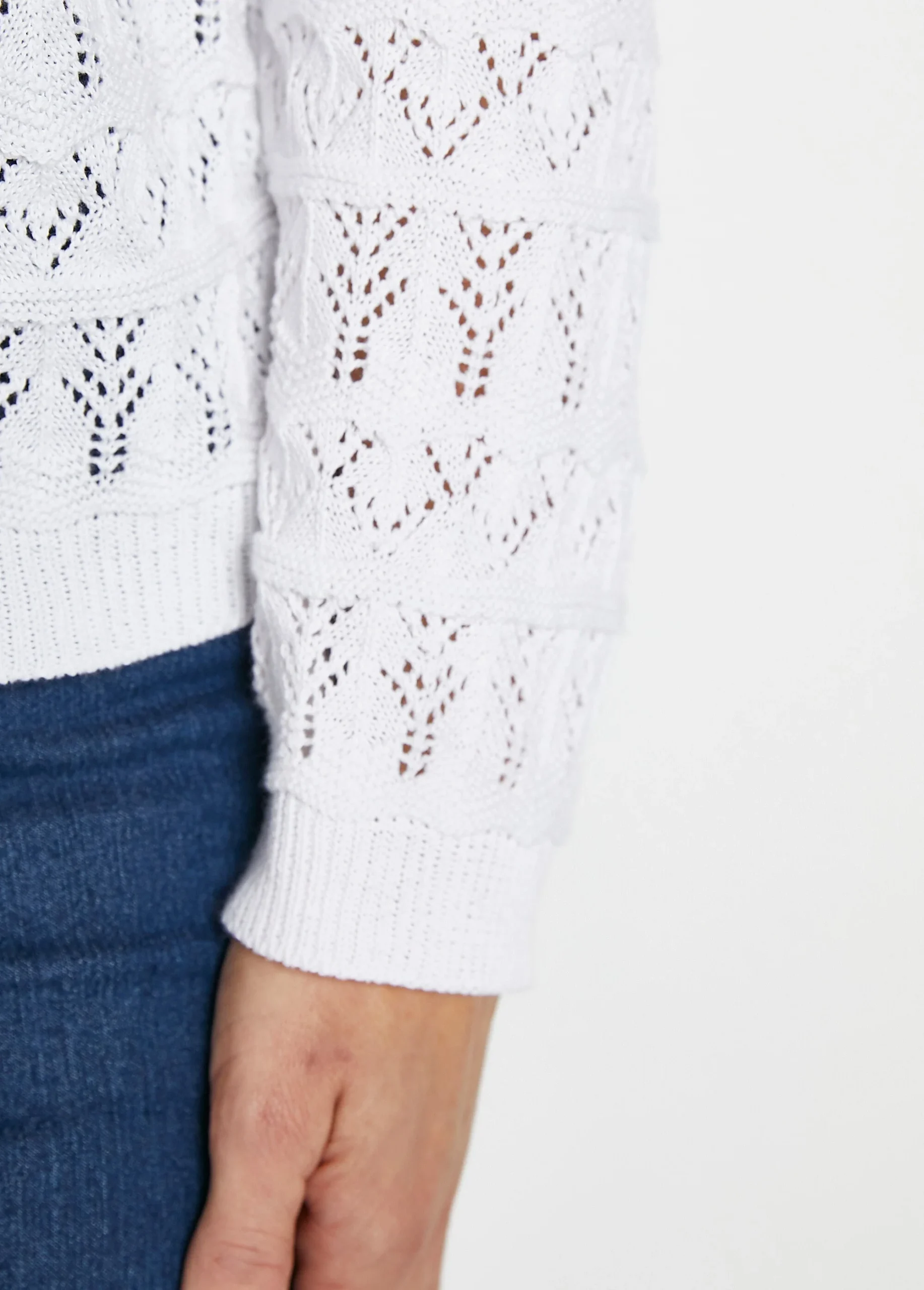 Gilet ajouré col V boutonné coton mélangé – Image 4