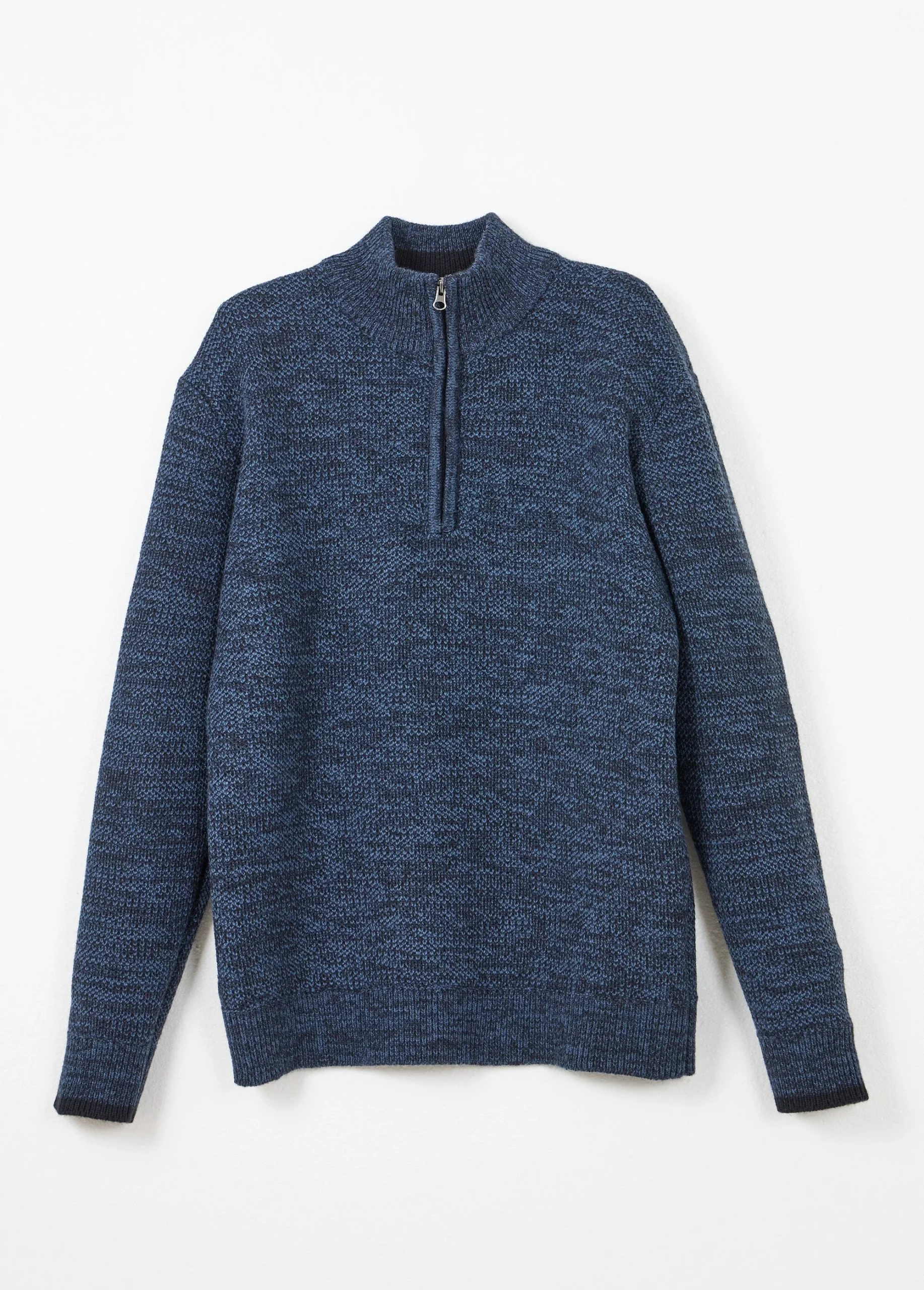 Pull col montant zippé maille chinée laine – Image 6