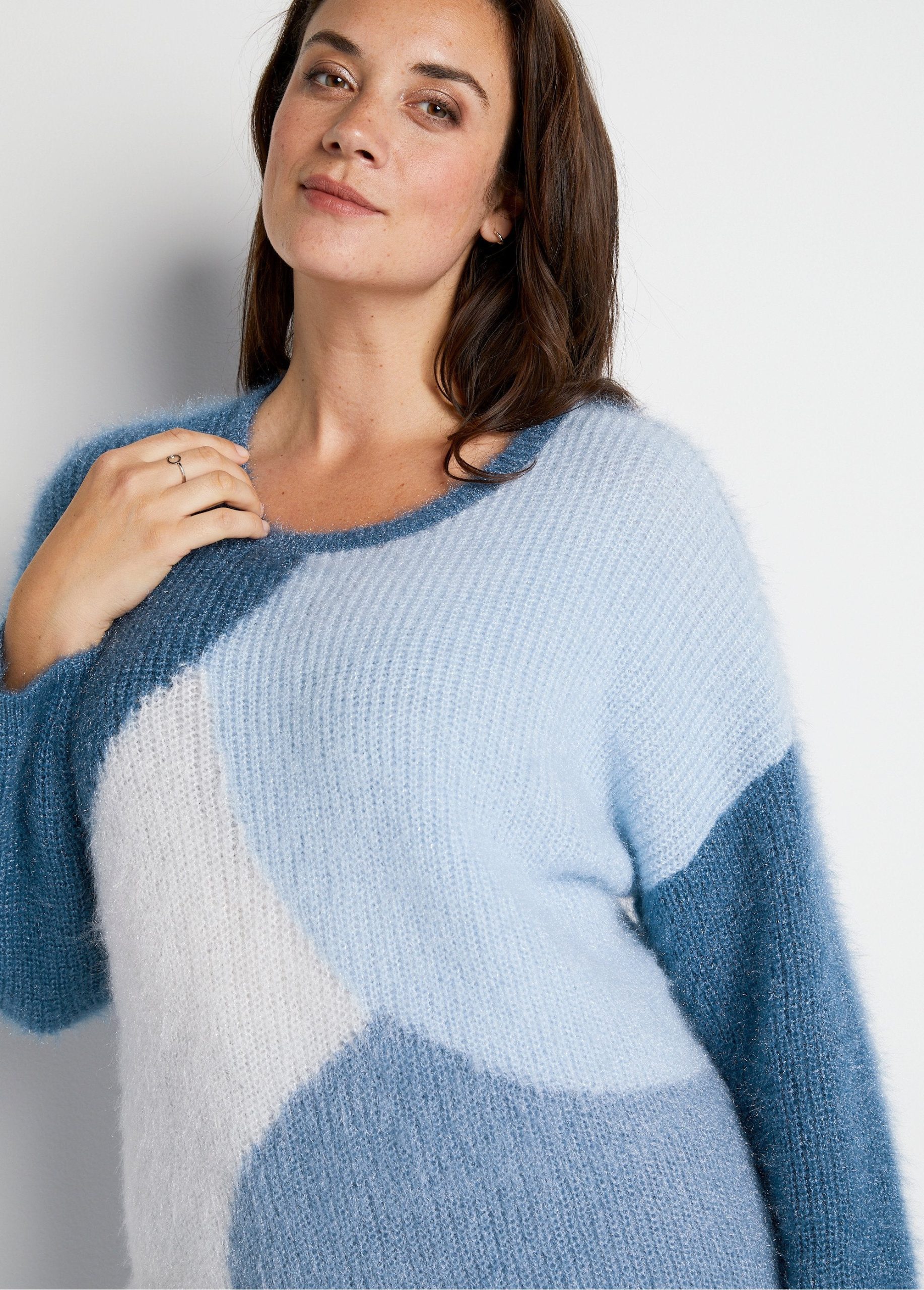 Pull doux colorblock maille poilue – Image 6