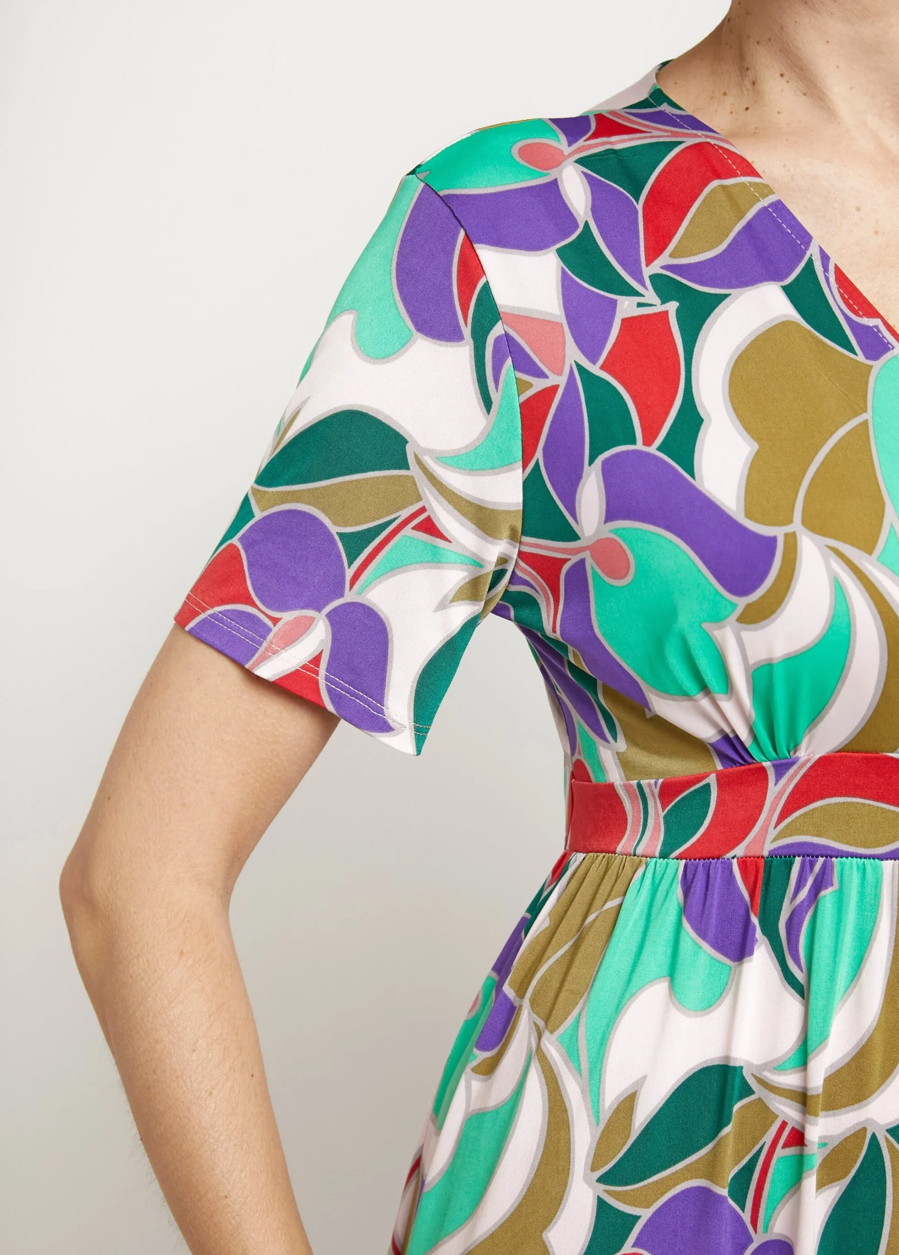 Robe longue manches courtes, fleuri graphique – Image 5