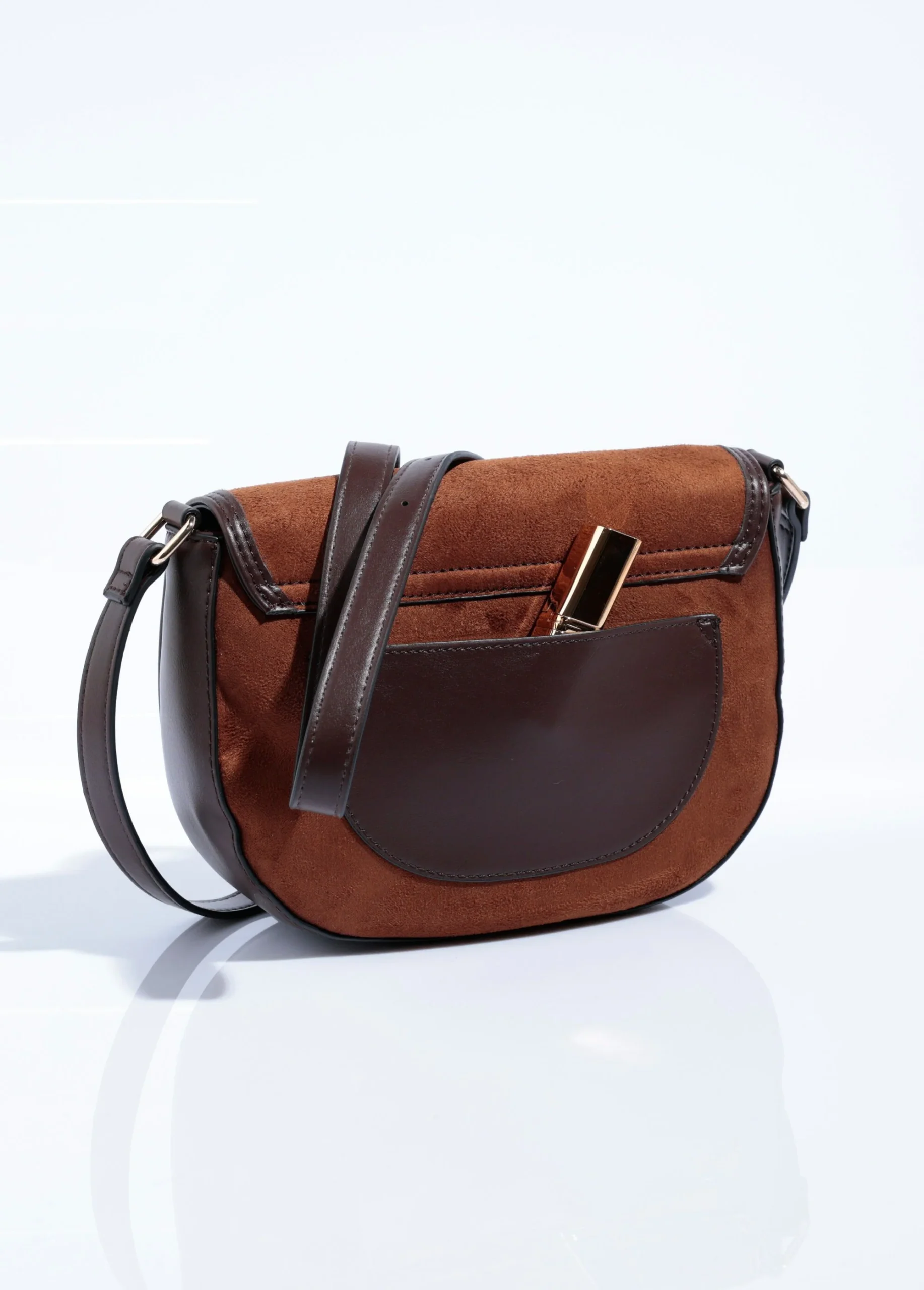 Sac à main chic demi lune en suédine – Image 4