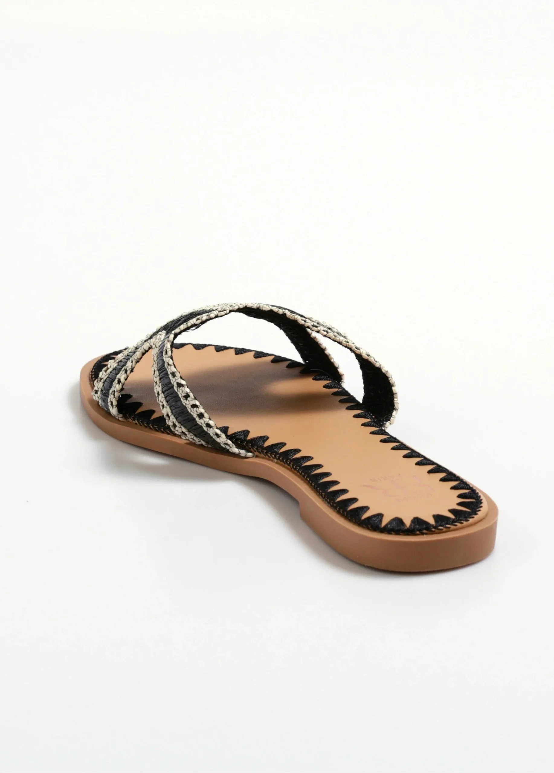 Sandales mules plates ethniques en paille – Image 2