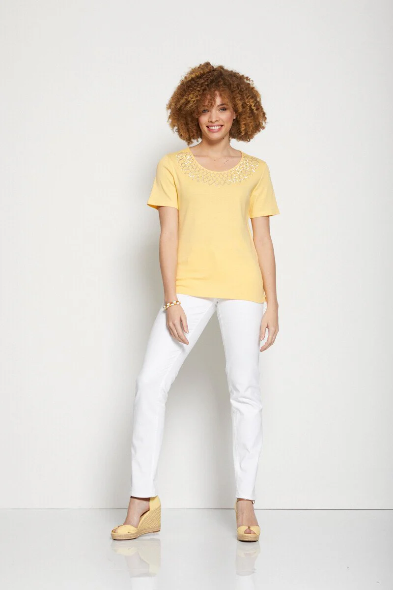 T-shirt jersey coton fantaisie cloutée – Image 5
