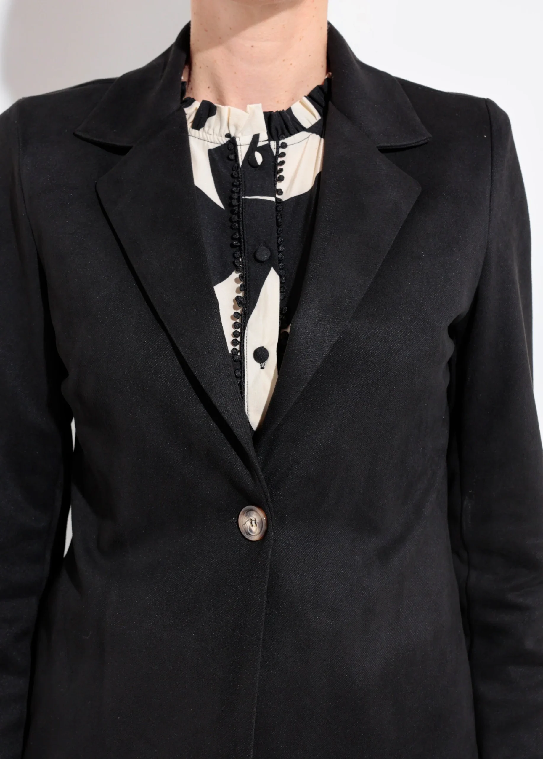 Veste col tailleur 1 bouton twill souple – Image 3