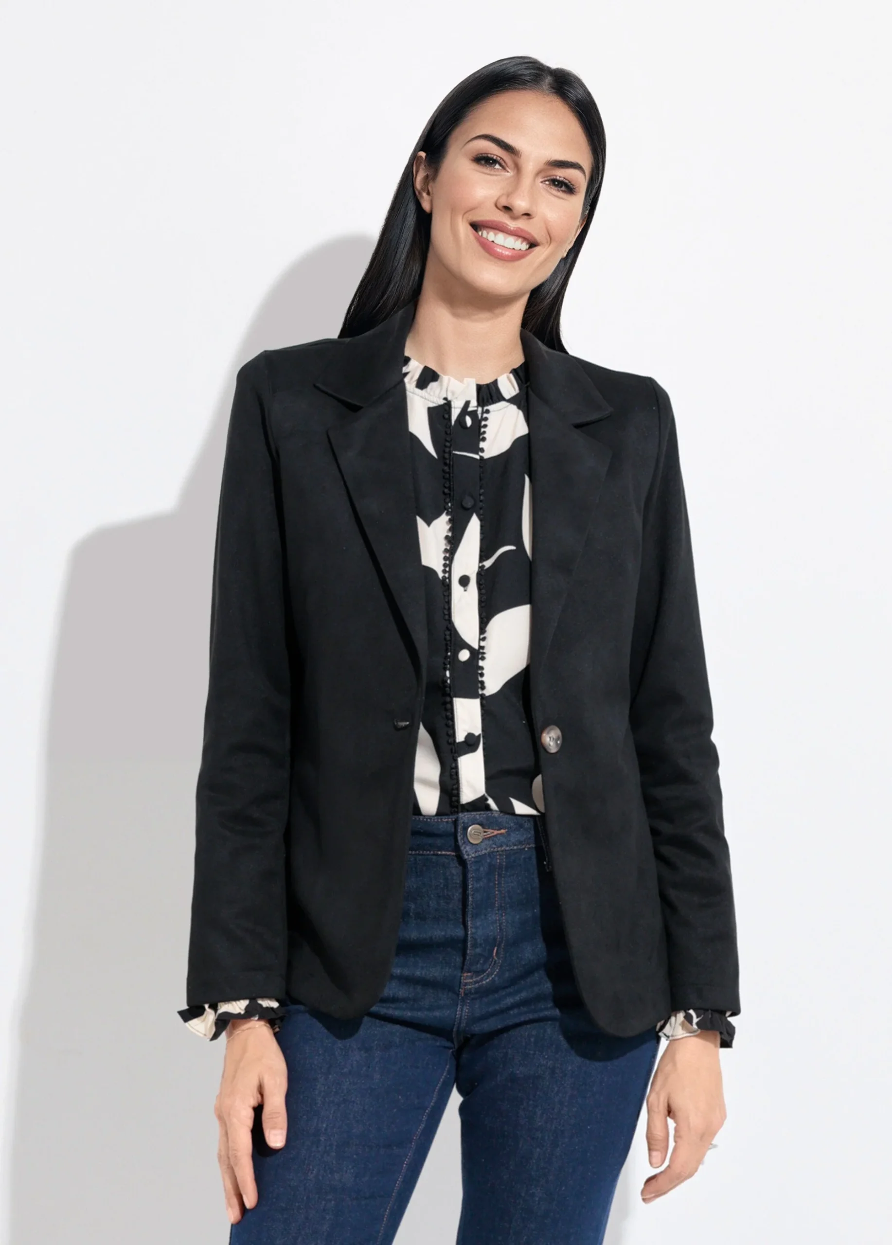 Veste col tailleur 1 bouton twill souple