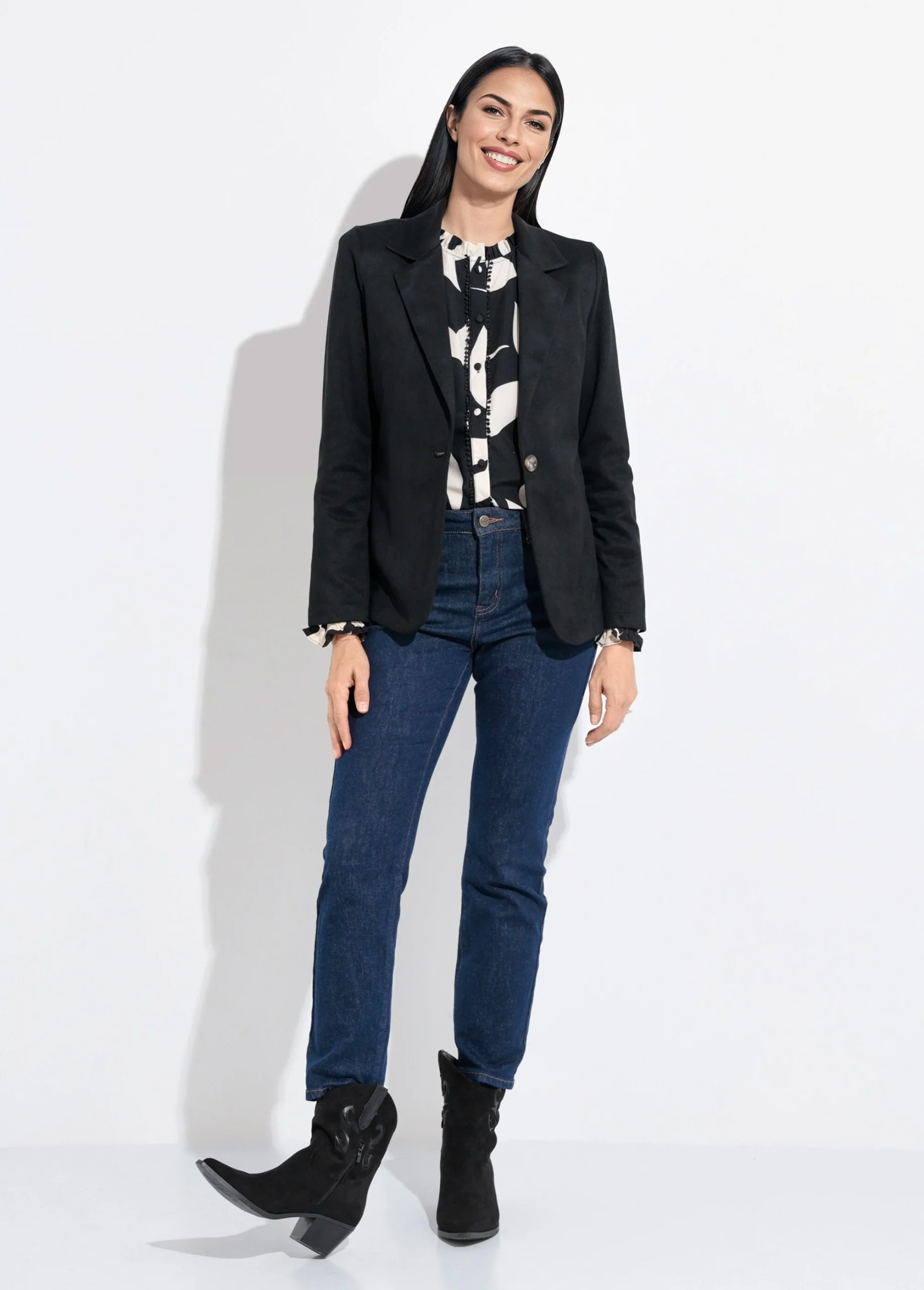 Veste col tailleur 1 bouton twill souple – Image 4