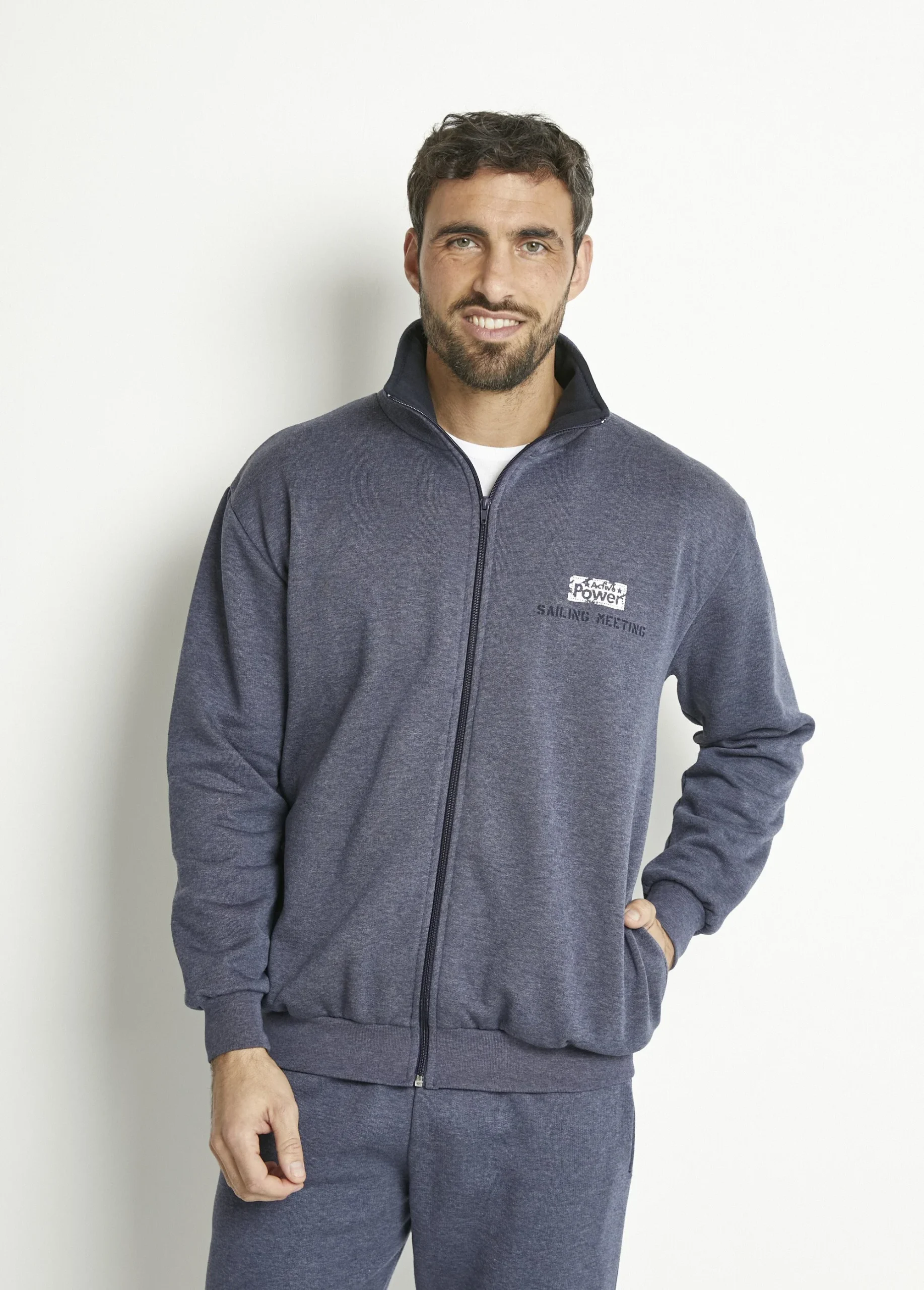 Veste molleton zippée col montant coton